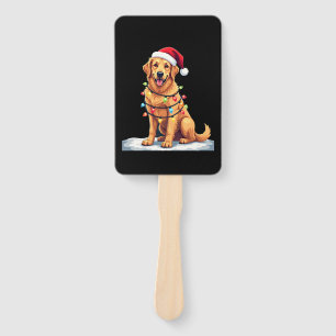 Dog Golden Retriever Santa Christmas Xmas Lights ( Hand Fan