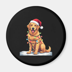 Dog Golden Retriever Santa Christmas Xmas Lights ( Magnet