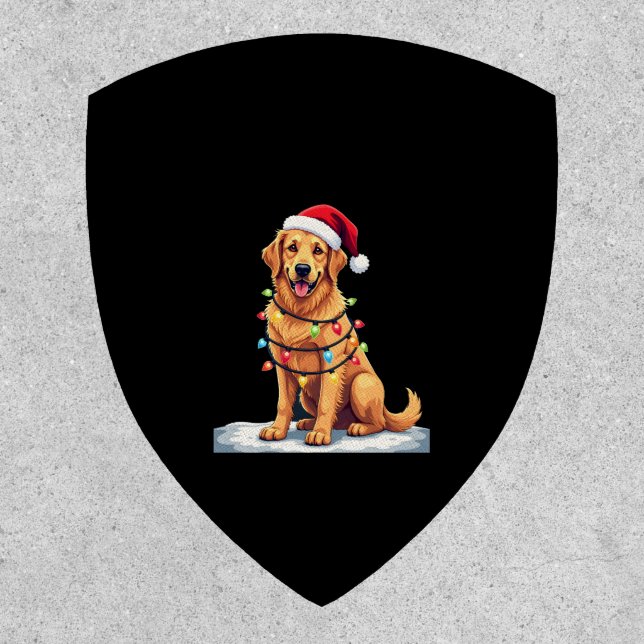 Dog Golden Retriever Santa Christmas Xmas Lights ( Patch (Front)