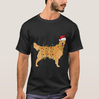 Dog Golden Retriever Santa Christmas Xmas Lights T-Shirt