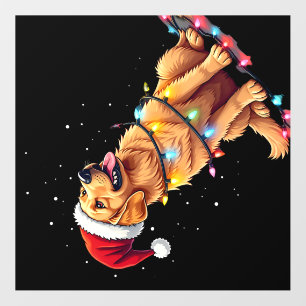 Dog Golden Retriever Santa Christmas Xmas Lights ( Wall Decal