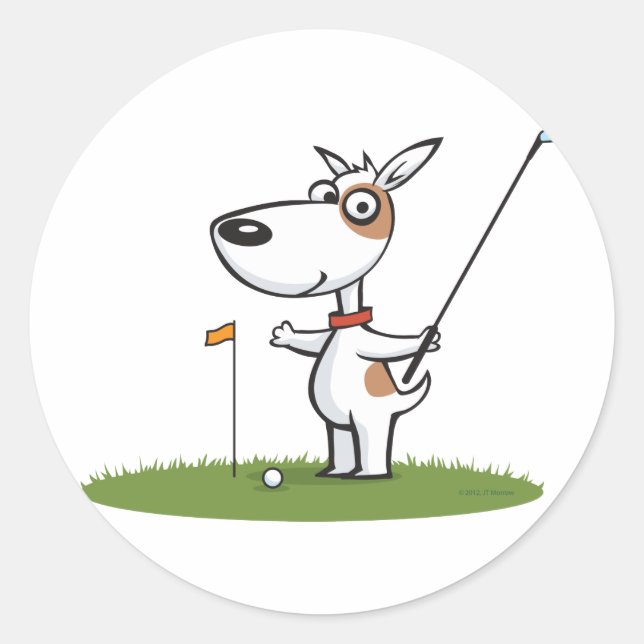 Dog Golf Classic Round Sticker (Front)