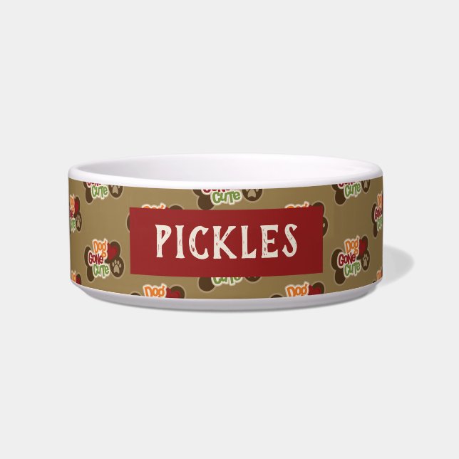 Dog Gone Cute Ceramic Pet Bowl (Front)