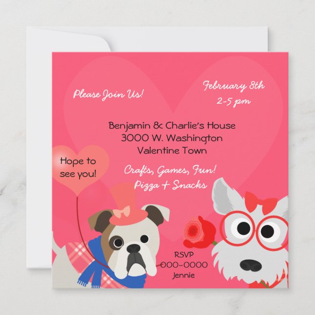 Dog-gone Fun Valentines Day Party Invitation (Front)