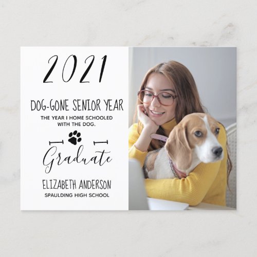 Dog Gone Senior Year Class Of 2021 Graduate Photo Announcement Postcard