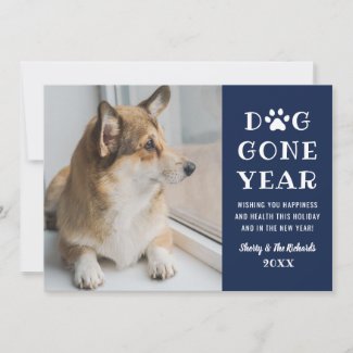 Dog Gone Year Funny Navy Pet Photo Holiday Card