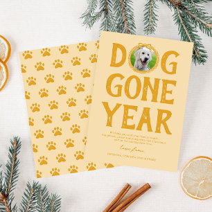 Dog Gone Year Yellow Photo Christmas Holiday Card