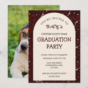 Dog Graduation Announcement Black Cherry Invite 