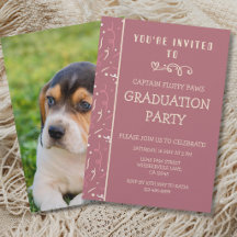 Dog Graduation Announcement Rose Gold Champagne