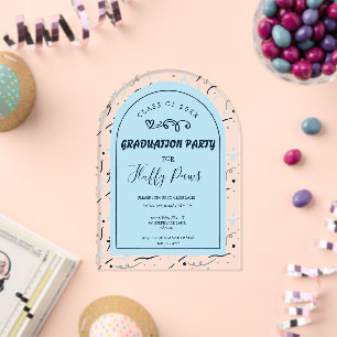 Dog Graduation Party Invite Baby Blue and Navy Acrylic Invitations