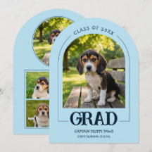 Dog Graduation Party Invite Pet Photos Baby Blue