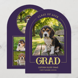 Dog Graduation Party Invite Pet Photos Deep Plum