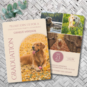 Dog Graduation Party Invite Pet Photos Rose Gold