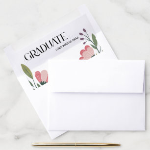 Dog Graduation Party Pet Photo Black & Floral Envelope Liner