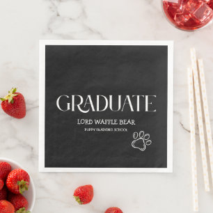 Dog Graduation Party Pet Photo Black & White Paper Dinner Napkins