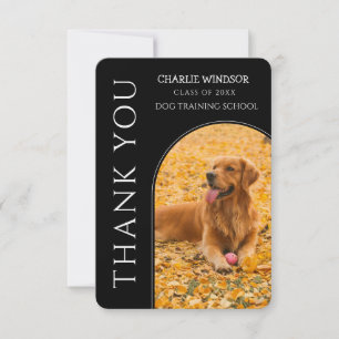 Dog Graduation Pet Photo Rich Black Thank You Card