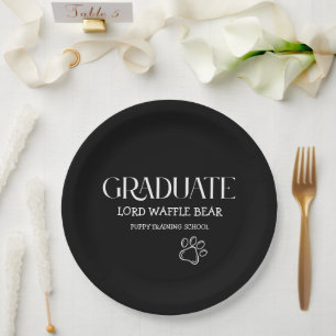 Dog Graduation Puppy Party Black Paper Plates
