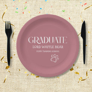 Dog Graduation Puppy Party Rose Gold Paper Plates