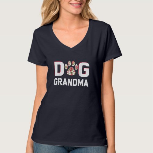 Dog Grandma Flower Puppy Dog Lover T_Shirt