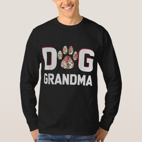 Dog Grandma Flower Puppy Dog Lover T_Shirt