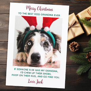 Dog Grandma Funny Personalized Pet Photo Christmas Holiday Card