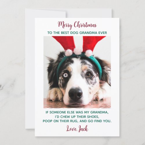 Dog Grandma Funny Personalized Pet Photo Christmas Holiday Card