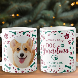 Dog Grandma Granddog Custom Pet Photo Christmas Coffee Mug