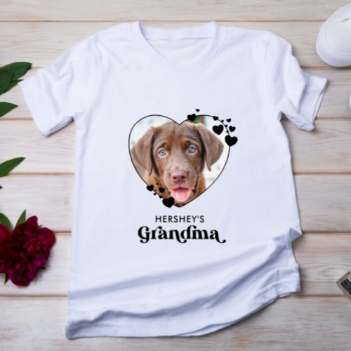 Dog GRANDMA Personalized Heart Dog Lover Pet Photo T_Shirt