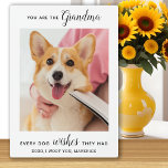 Dog Grandma Personalized Pet Photo  Plaque<br><div class="desc">Happy Birthday the the best dog grandma ever ! Give Grandma a cute and funny personalized pet photo plaque from her best grandchild, the dog! "You Are The Grandma Every Dog Wishes They Had " Personalize with your special message, the dog's name & favorite photo. This dog grandma plaque is...</div>