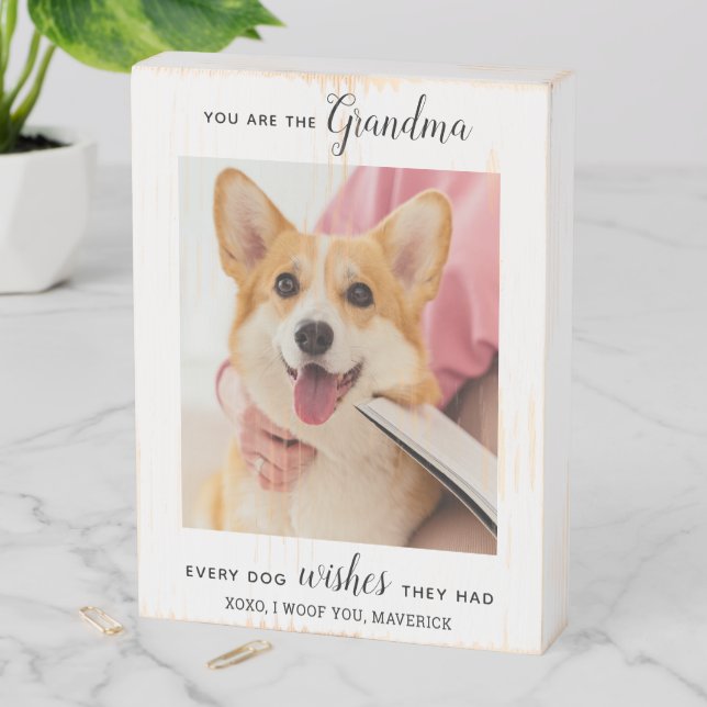 Dog Grandma Personalized Pet Photo Wooden Box Sign (In Situ Vertical)