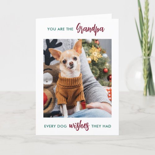 Dog Grandpa Custom Granddog Christmas Pet Photo Holiday Card
