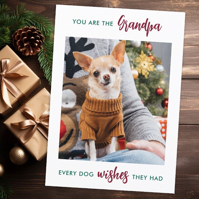 Dog Grandpa Merry Christmas Custom Pet Photo  Holiday Card (Creator Uploaded)
