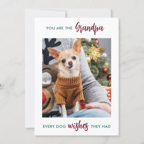 Dog Grandpa Merry Christmas Custom Pet Photo  Holiday Card