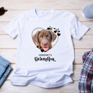 Dog GRANDPA Personalized Heart Dog Lover Pet Photo T-Shirt
