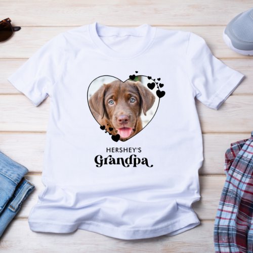 Dog GRANDPA Personalized Heart Dog Lover Pet Photo T_Shirt