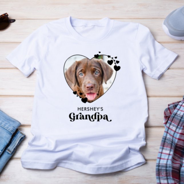 Dog GRANDPA Personalized Heart Dog Lover Pet Photo T-Shirt (Creator Uploaded)