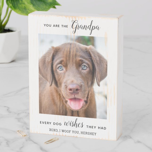 Dog Grandpa Personalized Pet Photo  Wooden Box Sign (In Situ Vertical)