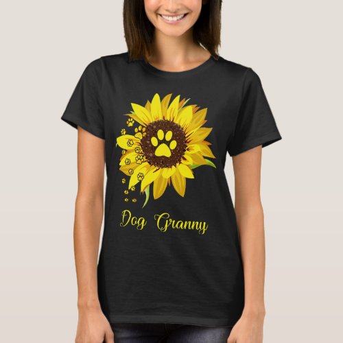 Dog Granny Sunflower Gift Love Dogs and Flowers T_Shirt