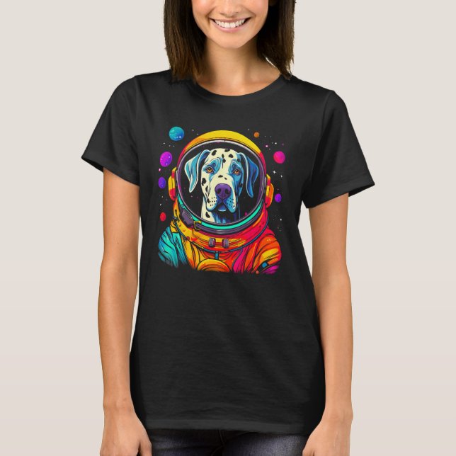 Dog Great Dane Space Astronaut Science T-Shirt (Front)