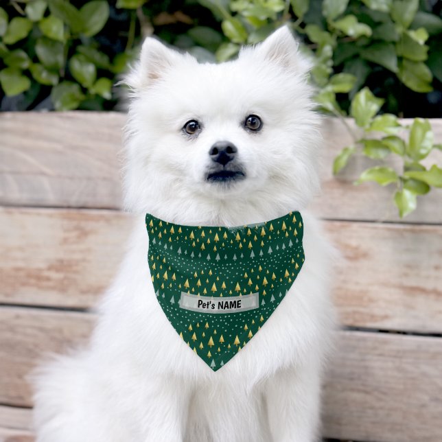 Dog green Bandana, customise name Pet Bandana Collar (Dog)