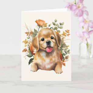 Dog greeting card, cute puppy postcard, for her card