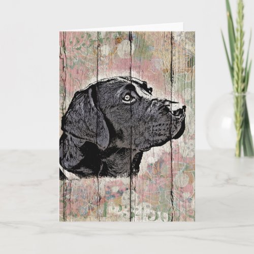 Dog Greeting Card Pastel Wood Labrador Head