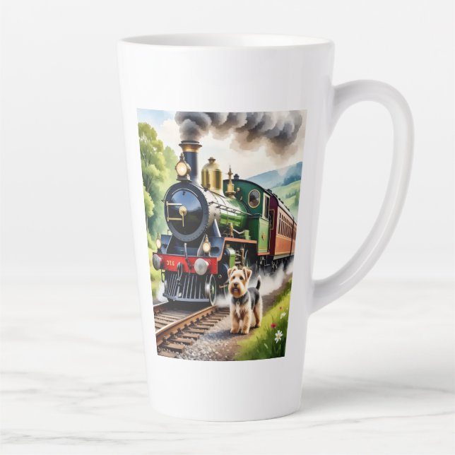 Dog Greeting steam train Latte Mug (Right)