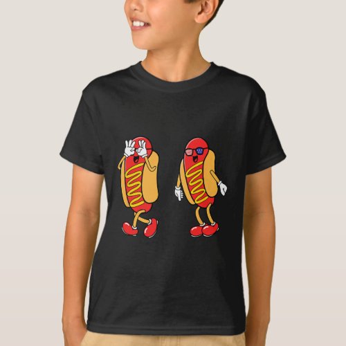 Dog Griddy Dance Hotdog 4th Of July Boys Kids Todd T_Shirt