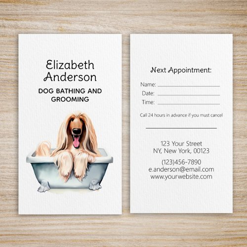 Dog Groomer Afghan Hound Appointment Business Card