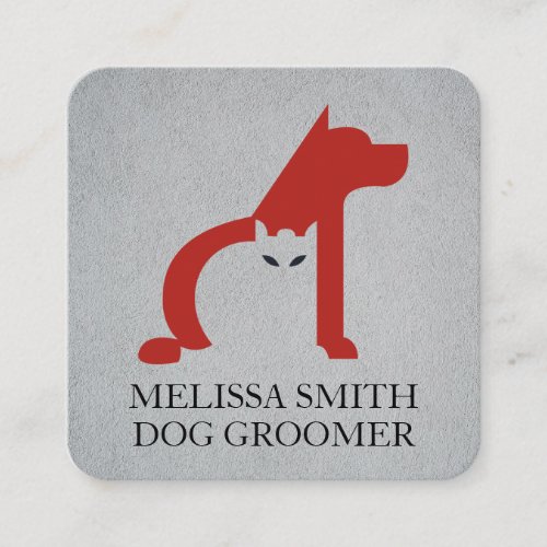 Dog Groomer  Animal Shelter  Cat Dog Icon Square Business Card