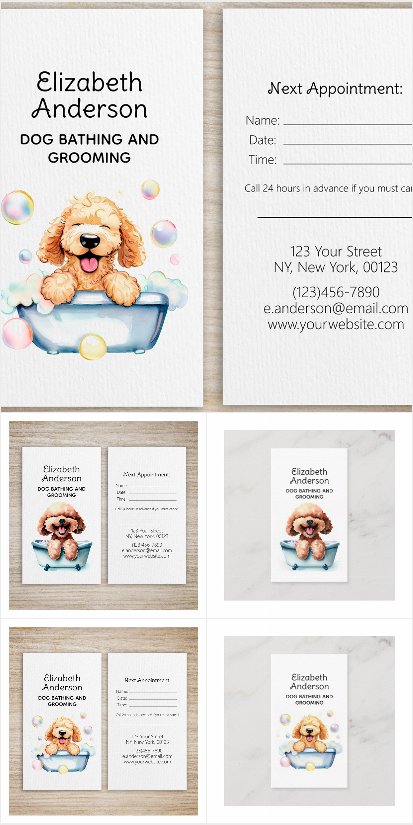 Dog Groomer Appointment and Business Cards
