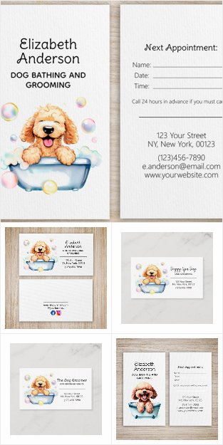 Dog Groomer Appointment and Business Cards