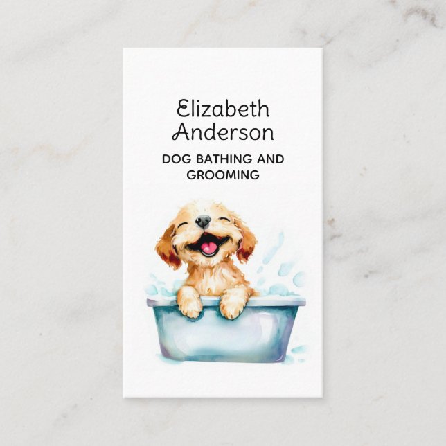 Dog Groomer Bathing Customized ii Business Card (Front)