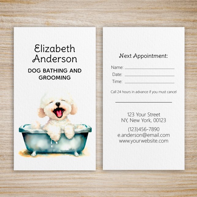 Dog Groomer Bichon Frise Appointment Business Card